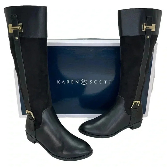 Karen Scott Shoes - Karen Scott Deliee Black Knee High Womens Boots Size 5.5M